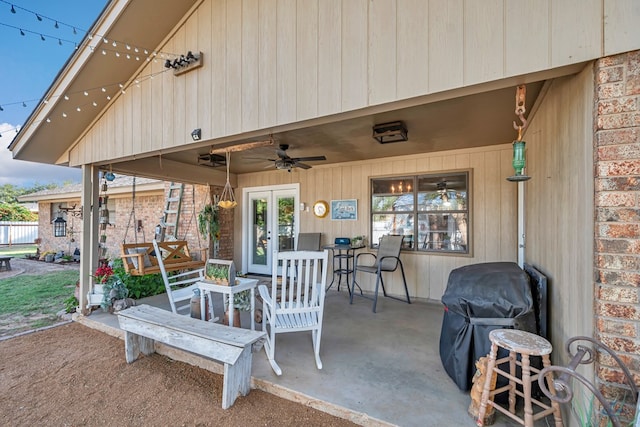 1412 Sparks St, Midland, TX 79701 - view of patio / terrace with a ceiling fan, french doors, and grilling area