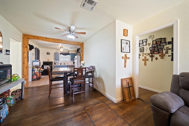 1101 Barnes Ave, Big Spring, TX 79720 - dining space with a ceiling fan and hardwood / wood-style floors
