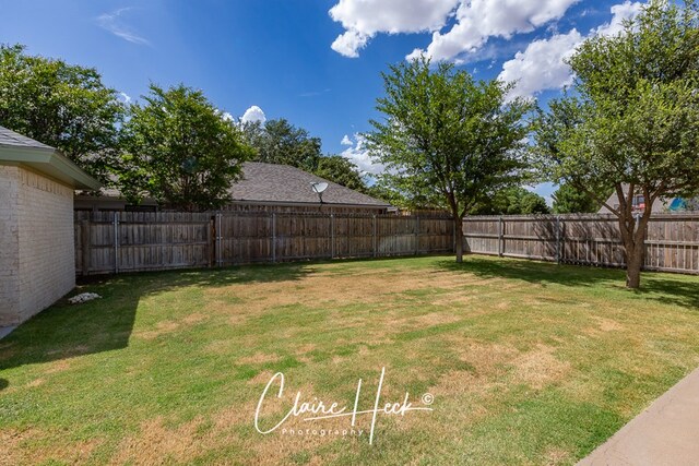 view of yard featuring a fenced backyard