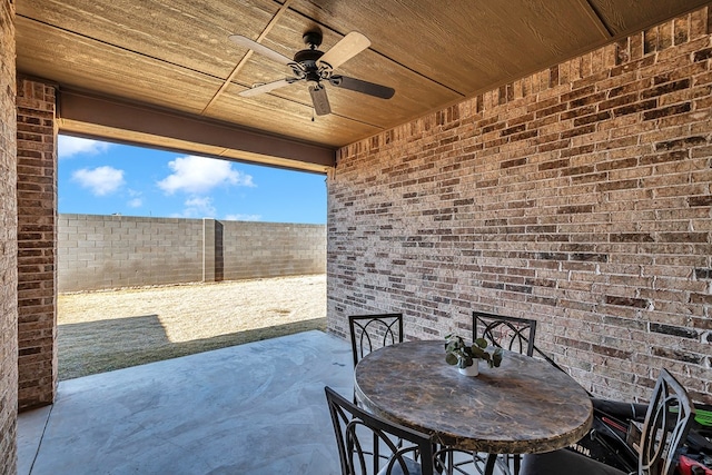 view of patio with ceiling fan