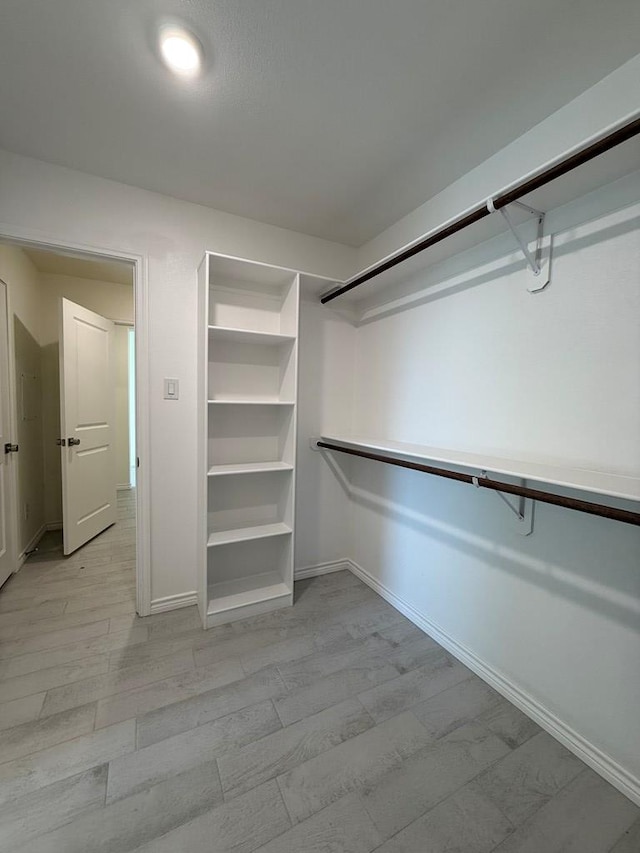 spacious closet featuring light wood-style flooring