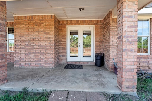 doorway to property featuring french doors