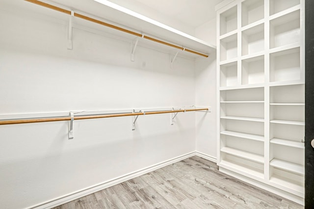 walk in closet featuring light wood-style flooring