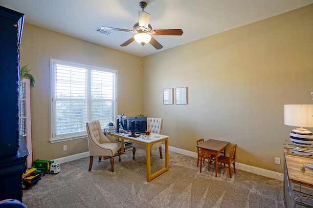 5319 Half Moon Cir, Midland, TX 79707 - office area with ceiling fan, carpet, and baseboards