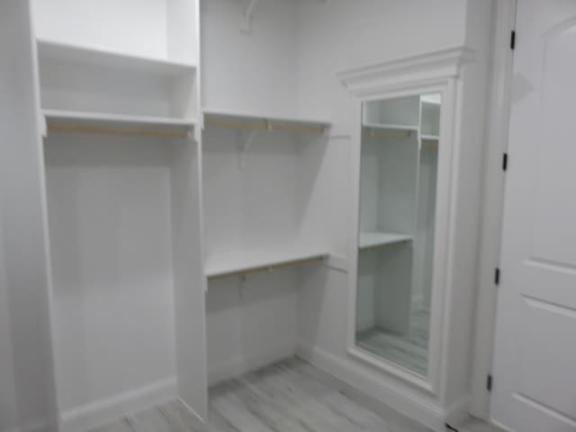 walk in closet with light wood-type flooring