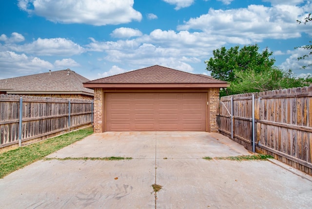 detached garage with fence