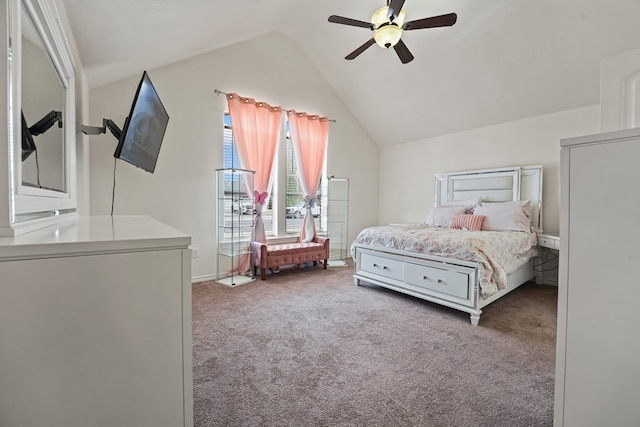 4626 Crockett Ave, Midland, TX 79703 - bedroom featuring ceiling fan, lofted ceiling, and carpet floors