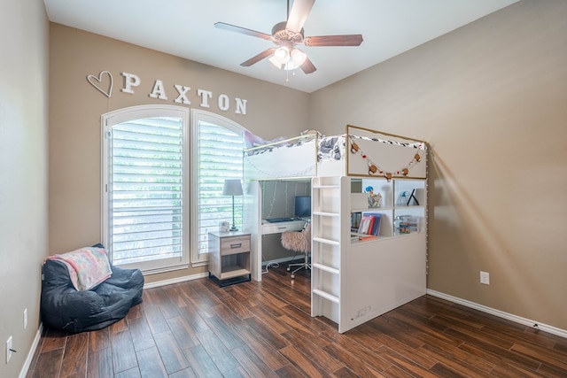 5305 Deer Run, Midland, TX 79707 - bedroom featuring wood finished floors, baseboards, and ceiling fan