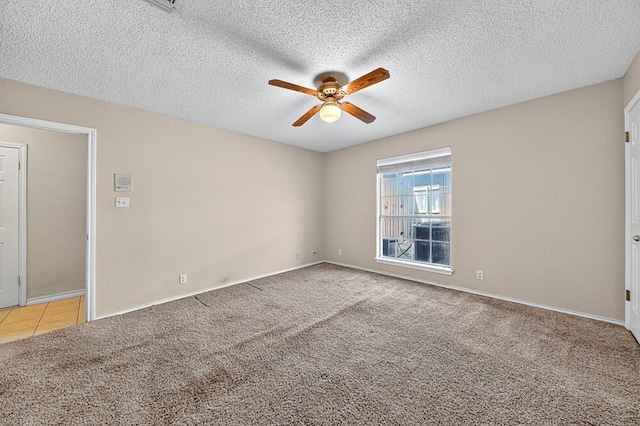 2209 Southampton Ln, Midland, TX 79705 - empty room with ceiling fan, carpet floors, and a textured ceiling