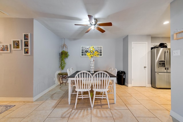 438 W Pine Ave, Midland, TX 79705 - dining area with ceiling fan, light tile patterned floors, and recessed lighting