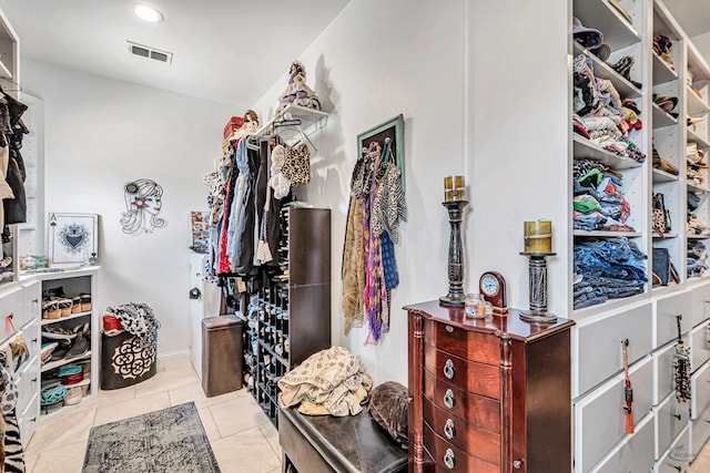 spacious closet with visible vents and tile patterned floors