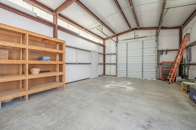 garage with metal wall