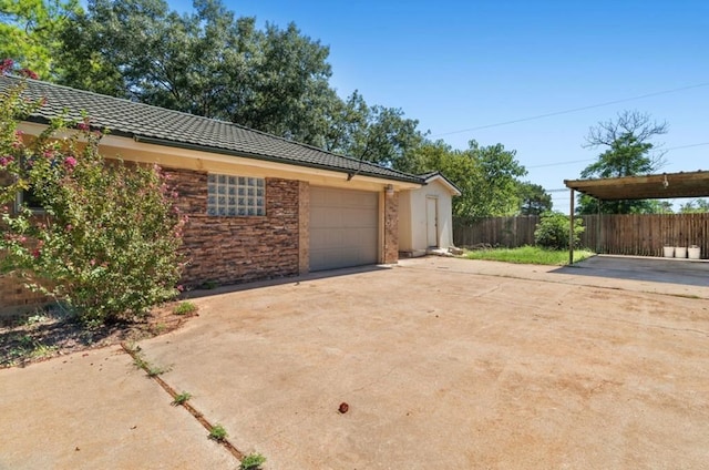 view of home's exterior featuring a garage