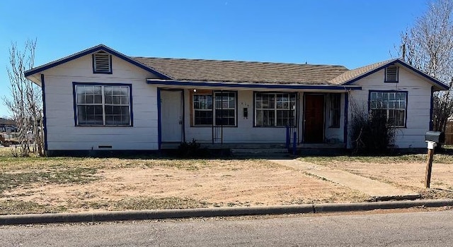 view of single story home