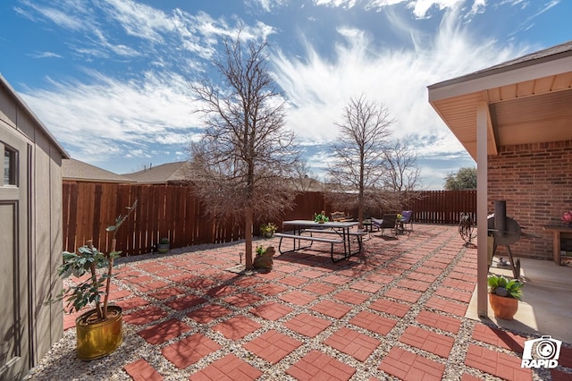 view of patio with a fenced backyard