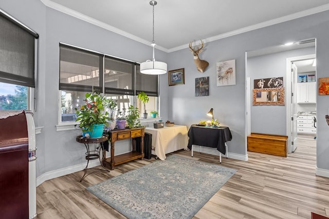 6811 Elkins Rd, Midland, TX 79705 - living area with ornamental molding and wood finished floors