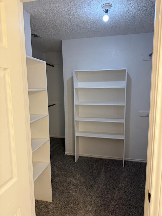 walk in closet featuring visible vents and carpet floors