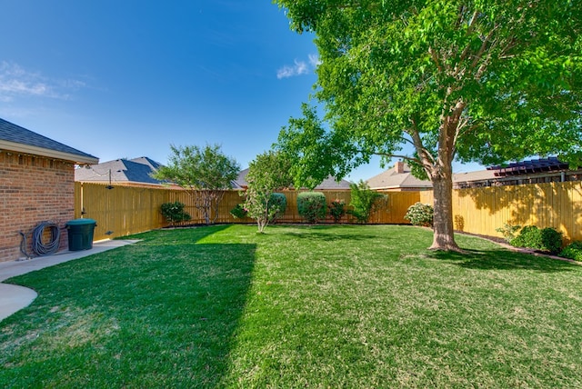view of yard featuring a fenced backyard