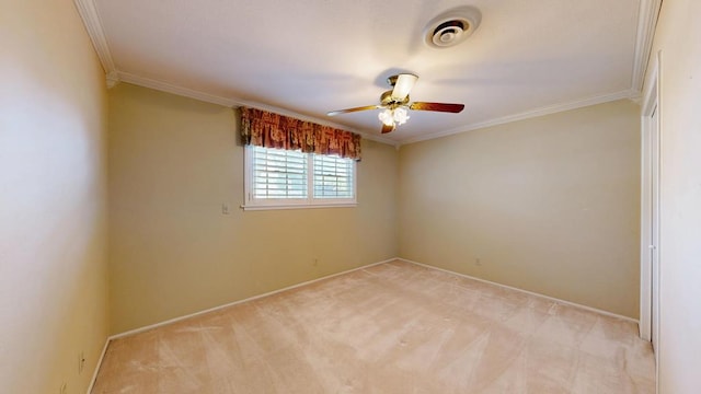 3525 Stanolind Ave, Midland, TX 79707 - empty room with crown molding, a ceiling fan, and light carpet