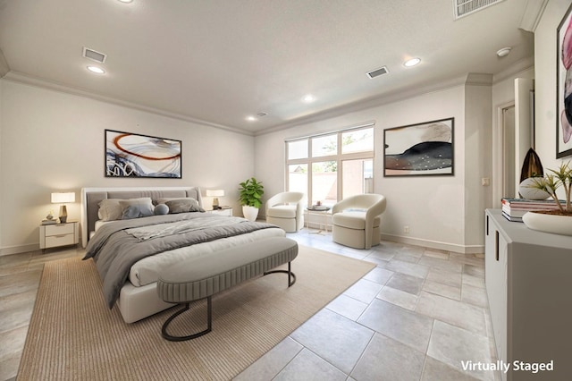 bedroom featuring ornamental molding