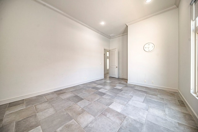 unfurnished room featuring ornamental molding