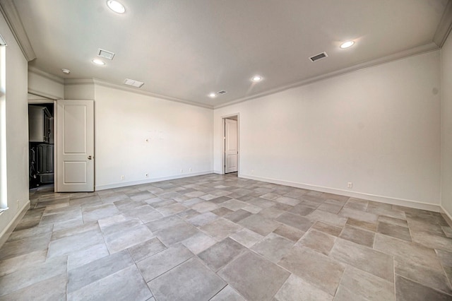 spare room with ornamental molding