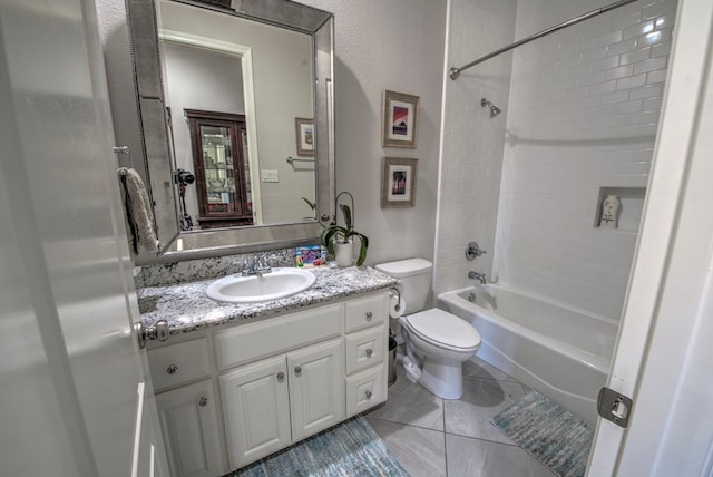 full bathroom featuring toilet,  shower combination, and vanity