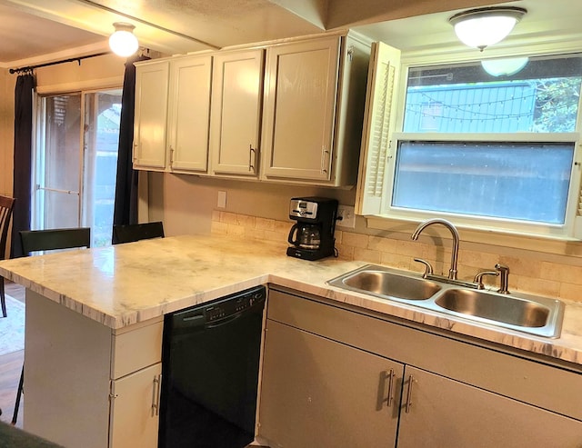 501 W Scharbauer Dr Unit 30, Midland, TX 79705 - kitchen featuring white cabinetry, light countertops, a sink, dishwasher, and a peninsula
