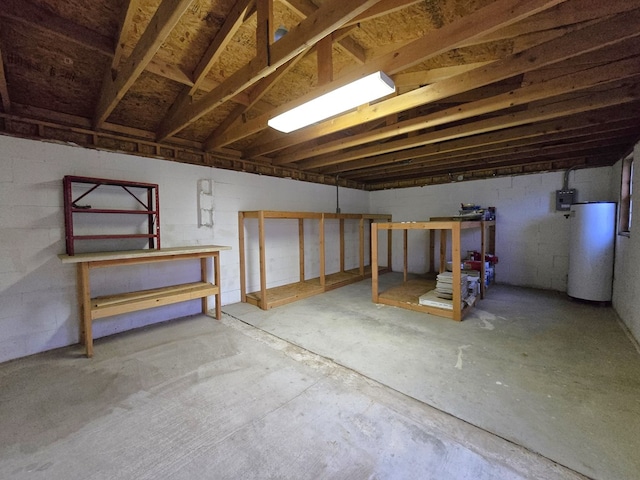 basement featuring water heater