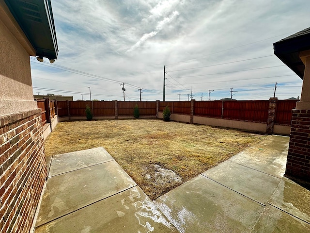 view of yard featuring a patio and a fenced backyard