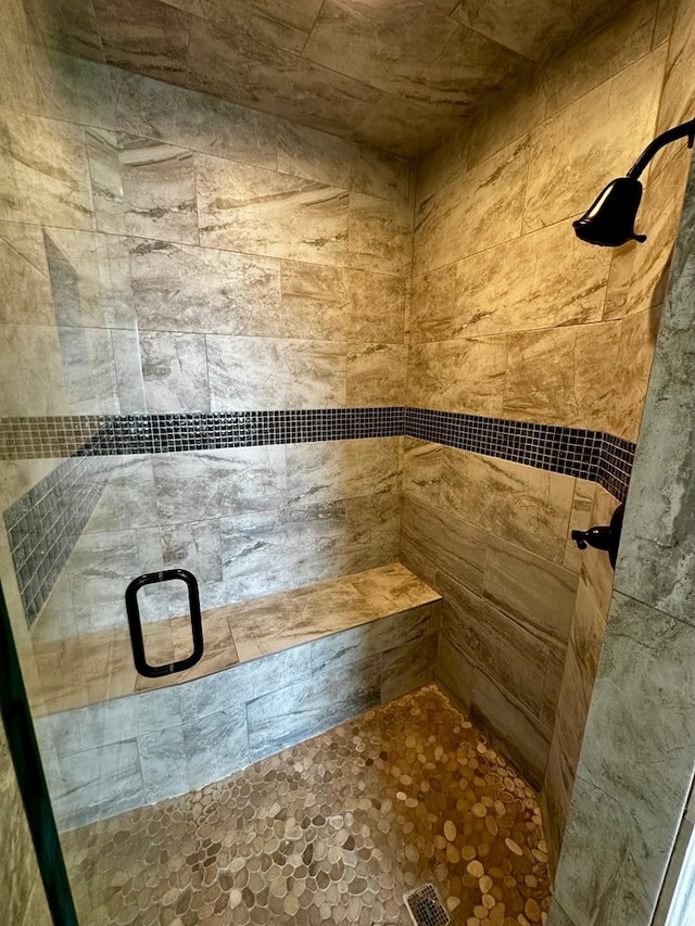 bathroom with a stall shower
