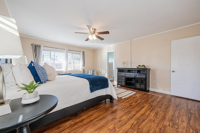 1207 Kansas, Midland, TX 79705 - bedroom with crown molding, wood finished floors, and ceiling fan