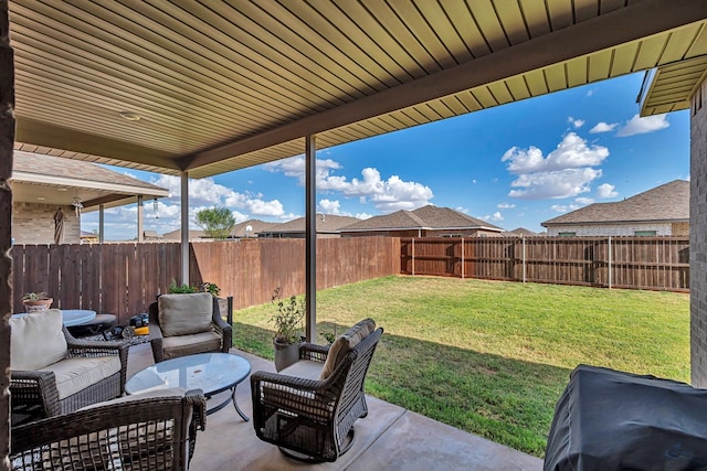 2408 Partridge St, Midland, TX 79705 - fenced backyard with a patio and an outdoor living space