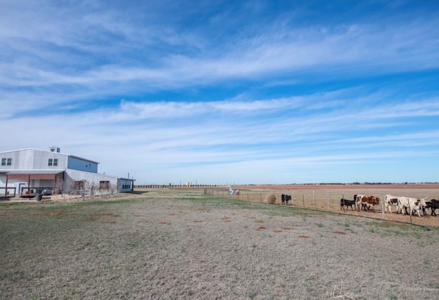 view of yard with a rural view