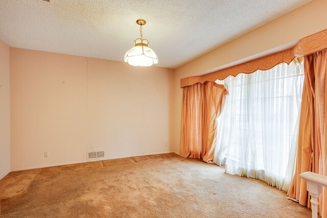 carpeted spare room featuring a textured ceiling and a healthy amount of sunlight