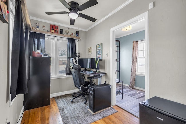 1400 W Tennessee Ave, Midland, TX 79701 - office space with healthy amount of natural light, wood finished floors, ornamental molding, ceiling fan, and baseboards