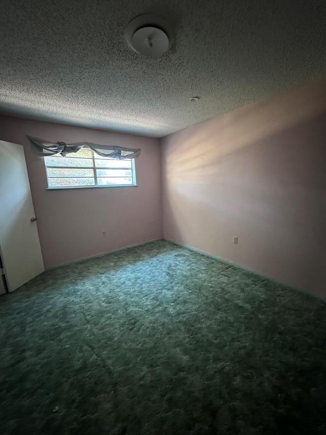 empty room featuring carpet and a textured ceiling