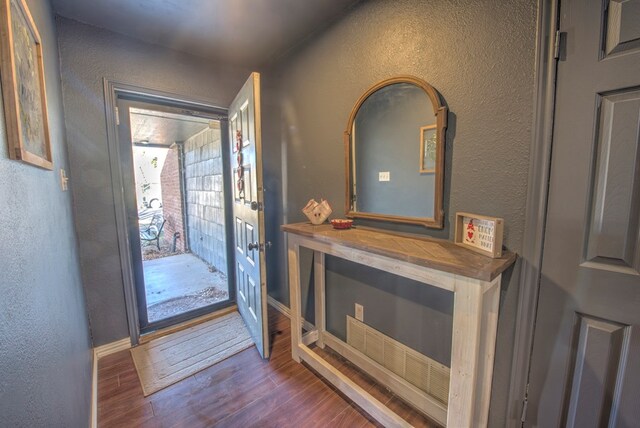 foyer with dark wood-type flooring