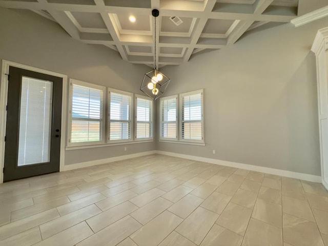 5516 E County Rd 93, Midland, TX 79706 - unfurnished room featuring beam ceiling and coffered ceiling