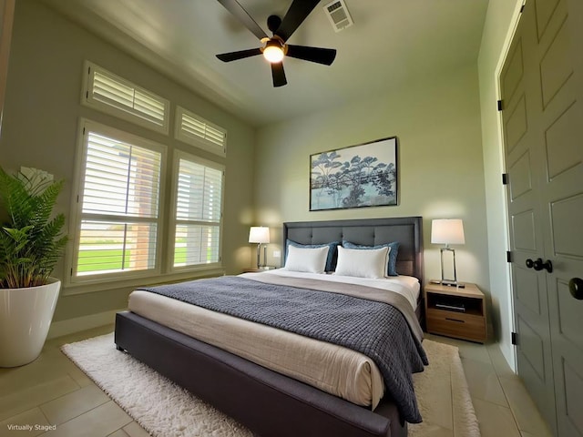 5516 E County Rd 93, Midland, TX 79706 - bedroom featuring light tile patterned flooring and ceiling fan