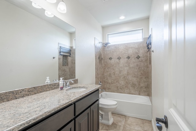 4906 Meadowside St, Midland, TX 79705 - full bathroom with vanity, shower / bathtub combination, and tile patterned floors