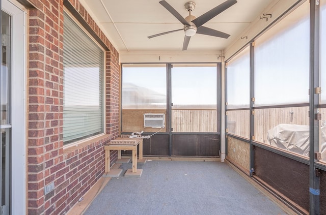 4906 Meadowside St, Midland, TX 79705 - unfurnished sunroom with ceiling fan and an AC wall unit