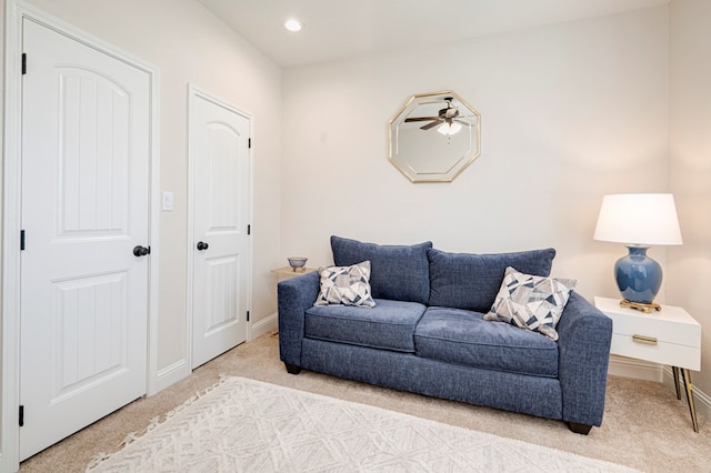 4506 San Pedro Ct, Midland, TX 79707 - interior space featuring recessed lighting, baseboards, a ceiling fan, and carpet