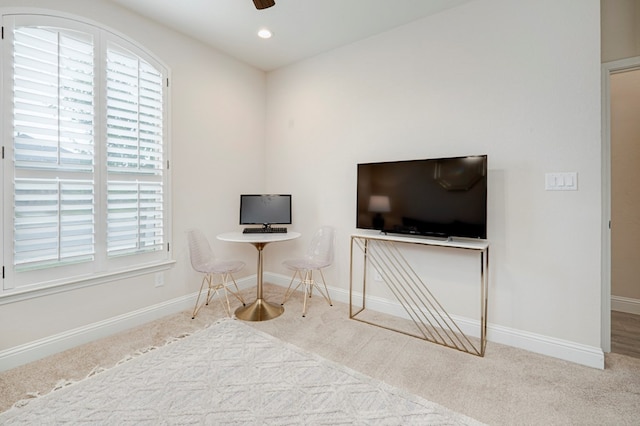 4506 San Pedro Ct, Midland, TX 79707 - interior space with baseboards, carpet flooring, a ceiling fan, and recessed lighting