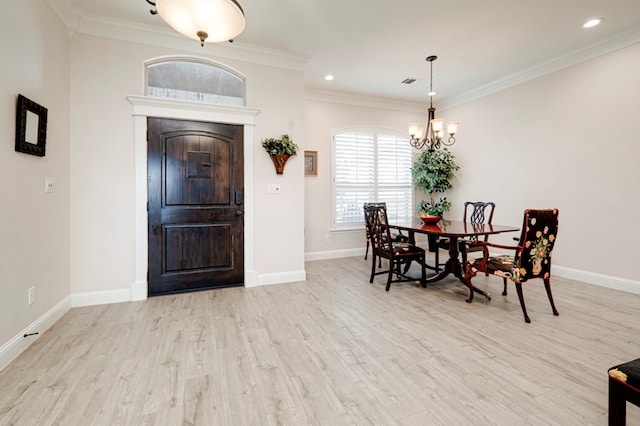 4506 San Pedro Ct, Midland, TX 79707 - dining area with crown molding, baseboards, wood finished floors, and a chandelier