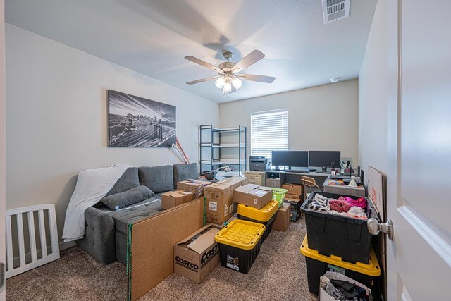 6803 Leather Ln, Midland, TX 79705 - office with carpet and a ceiling fan