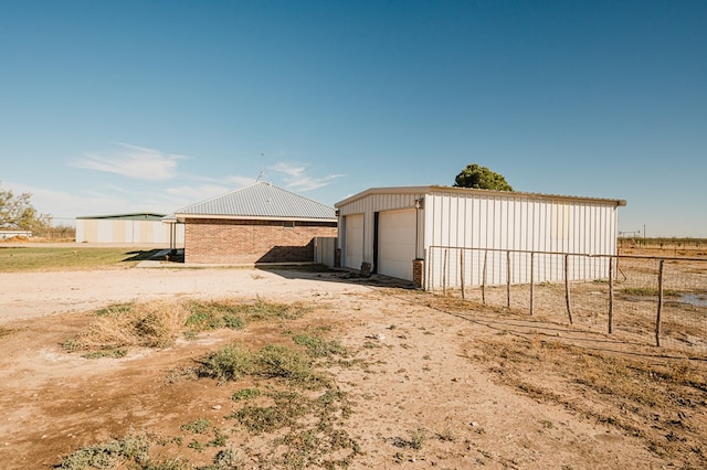 exterior space with a garage