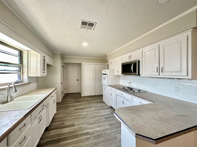 kitchen featuring white cabinets, sink, appliances with stainless steel finishes, and hardwood / wood-style floors