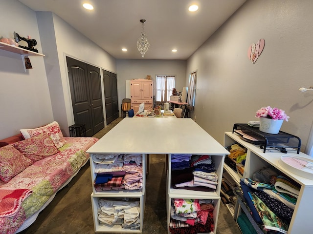 24501 S County Rd 1210, Midland, TX 79706 - bedroom with recessed lighting, a closet, and concrete flooring