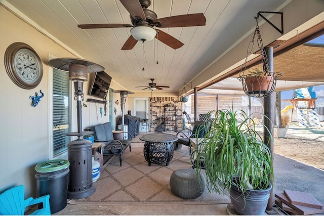 view of patio with a ceiling fan